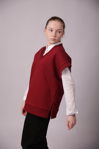 Жилет оверсайз с начёсом бордовый