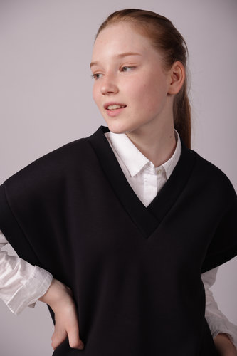 Жилет оверсайз синий с начёсом