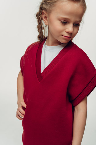 Жилет тёплый овер бордо SH009